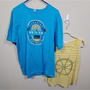 Linen blend burnout tank and‎ vacation tee size xl